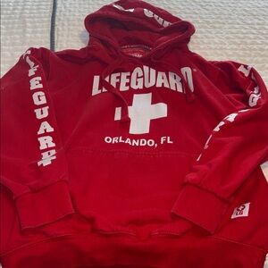Lifeguard Orlando Florida Hooded Sweatshirt Hoodie Red Size Medium